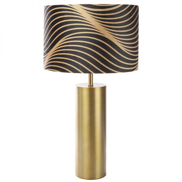 Lampa dekoracyjna z welwetowym abażurem VICTORIA 40X74 złota + czarna