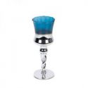 Świecznik szklany CLARE 10X25 srebrny + niebieski