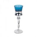 Świecznik szklany CLARE 10X30 srebrny + niebieski