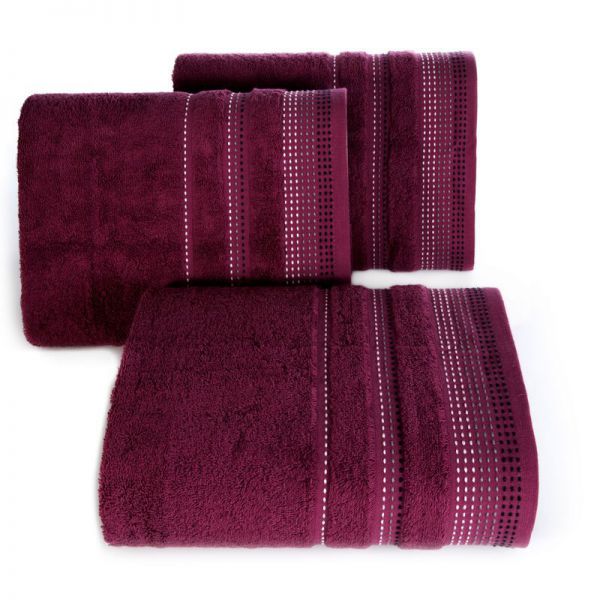 Ręcznik bawełniany z bordiurą POLA 30X50 bakłażanowy