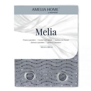 AmeliaHome Firana na przelotkach MELIA 140X250 biała + szara