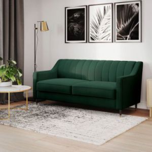 HOMEDE Sofa 2-osobowa welwetowa PEPPER 78x82x170 butelkowa zieleń