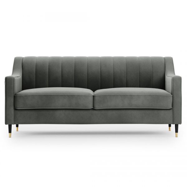 HOMEDE Sofa 2-osobowa welwetowa PEPPER 78x82x170 szara
