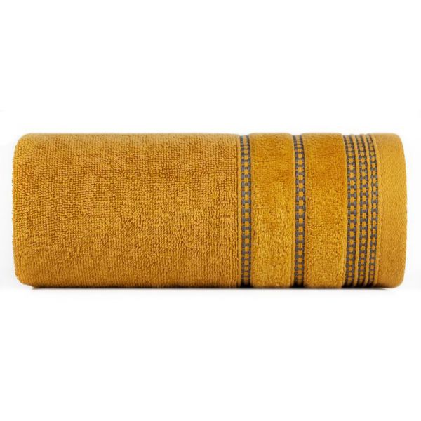 Ręcznik bawełniany z ozdobną bordiurą AMANDA 70X140 musztardowy