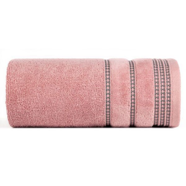 Ręcznik bawełniany z ozdobną bordiurą AMANDA 30X50 pudrowy