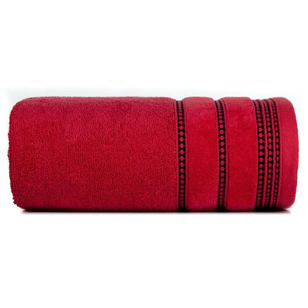 Ręcznik bawełniany z ozdobną bordiurą AMANDA 30X50 czerwony