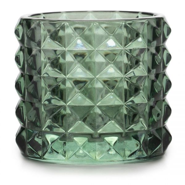 AmeliaHome Świecznik szklany MALAGA 7X6,5 butelkowa zieleń