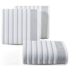 Ręcznik bawełniany z ozdobną bordiura w pasy LEO 50X90 biały