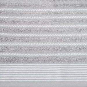 Ręcznik bawełniany z ozdobną bordiurą w pasy LEO 50X90 srebrny