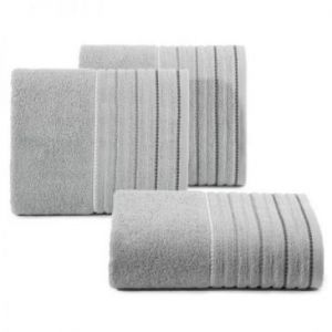 Ręcznik bawełniany z ozdobną bordiurą w pasy RIZA 50X90 stalowy