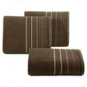 Ręcznik bawełniany z ozdobną bordiurą w pasy RIZA 50X90 brązowy