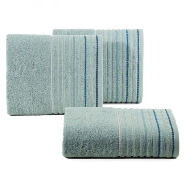 Ręcznik bawełniany z ozdobną bordiurą w pasy RIZA 50X90 niebieski