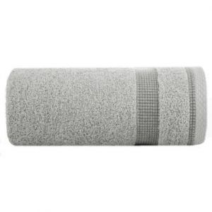 Ręcznik bawełniany z bordiurą w pasy RODOS 70X140 ciemny srebrny