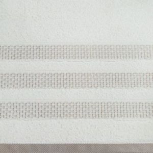 Ręcznik bawełniany z bordiurą w pasy NASTIA 70X140 kremowy