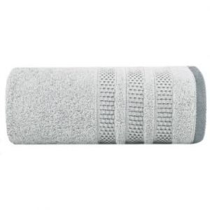 Ręcznik bawełniany z bordiurą w pasy NASTIA 50X90 srebrny