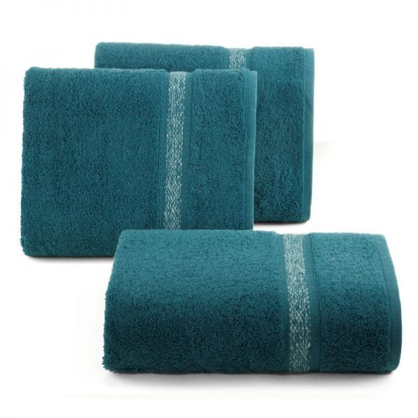 Ręcznik bawełniany z bordiurą w stylu eko ALTEA 100X150 turkusowy