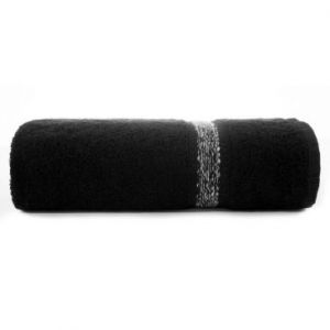 Ręcznik bawełniany z bordiurą w stylu eko ALTEA 100X150 czarny