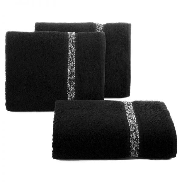 Ręcznik bawełniany z bordiurą w stylu eko ALTEA 70X140 czarny