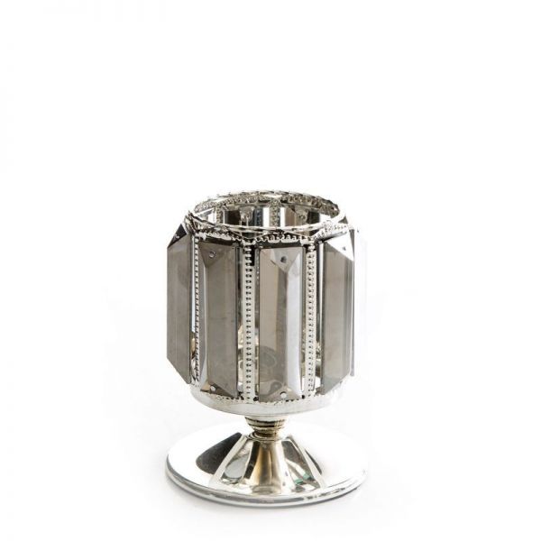 Metalowy świecznik dekoracyjny z kryształkami RONI 10X14 srebrny