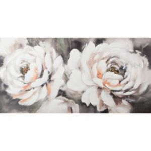Obraz ręcznie malowany kwiaty ze słotymi drobinkami 60X120