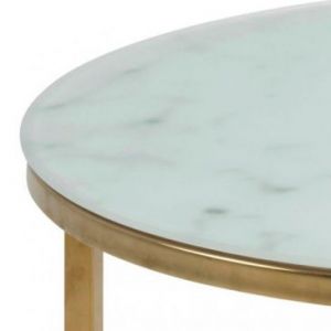 ACTONA Mały stolik okrągły KIMI 50 cm biały + złoty