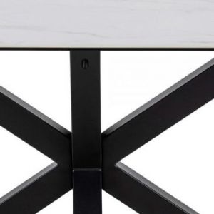 ACTONA Stół prostokątny ceramiczny blat MIRIAM 200x100 biały + czarny
