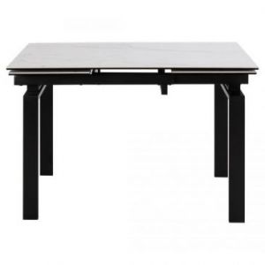 ACTONA Stół prostokątny rozkładany ceramiczny blat MARIA 120-200x85 biały + czarny