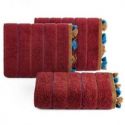 Ręcznik bawełniany z frędzlami i ozdobną bordiurą w pasy MOROCCO 70X140 bordowy