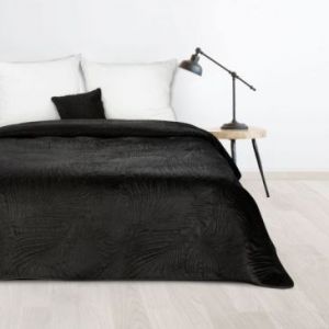 Narzuta na łóżko welwetowa pikowana LUIZ4 220X240 czarna