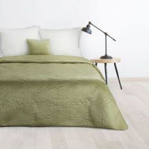 Narzuta na łóżko welwetowa pikowana LUIZ4 170X210 j. zielona