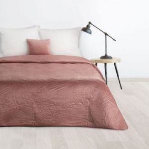 Narzuta na łóżko welwetowa pikowana LUIZ4 220X240 różowa