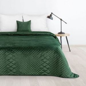 Narzuta na łóżko welwetowa pikowana LUIZ3 170X210 c. zielona