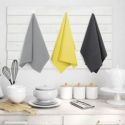 AmeliaHome Zestaw ręczników ścierek kuchennych 3 sztuki LETTY 50X70 żółty + szare