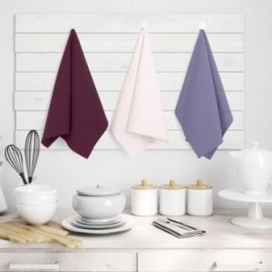 AmeliaHome Zestaw ręczników ścierek kuchennych 3 sztuki LETTY 50X70 fioletowe