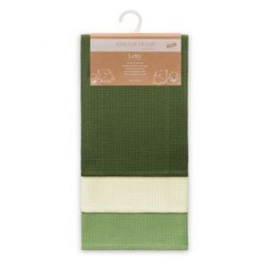 AmeliaHome Komplet ręczników ścierek kuchennych 3 sztuki LETTY 50X70 zielone