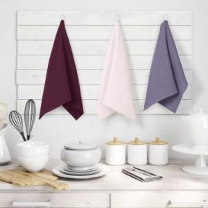 AmeliaHome Komplet ręczników ścierek kuchennych 3 sztuki LETTY 50X70 fioletowe