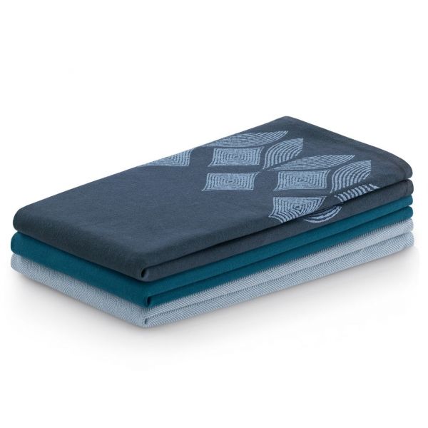 AmeliaHome Zestaw ręczników ścierek kuchennych LETTY 3 sztuki 50X70 niebieskie