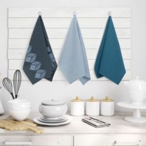 AmeliaHome Zestaw ręczników ścierek kuchennych LETTY 9 sztuk 50X70 niebieskie