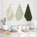 AmeliaHome Zestaw ręczników ścierek kuchennych LETTY3 3 sztuki 50X70 zielone