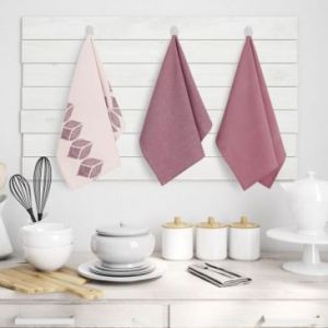 AmeliaHome Zestaw ręczników ścierek kuchennych 3 sztuki LETTY 50X70 fiolet
