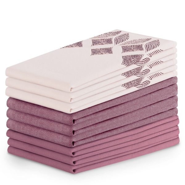 AmeliaHome Komplet ręczników ścierek kuchennych 9 sztuk LETTY 50X70 fiolet