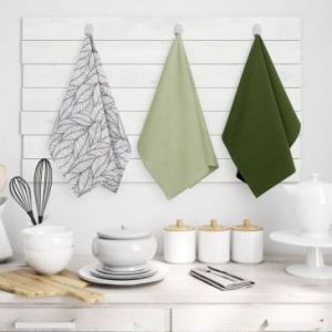 AmeliaHome Zestaw ręczników ścierek kuchennych LETTY 3 sztuki 50X70 zielone