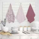 AmeliaHome Zestaw ręczników ścierek kuchennych LETTY 3 sztuki 50X70 różowe