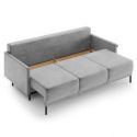 HOMEDE Sofa rozkładana 3-osobowa LAPI 92x97x212 jasnoszara