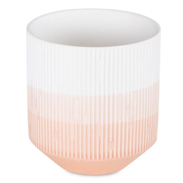 AmeliaHome Świecznik ceramiczny FINO 9X9,8 koralowy biały
