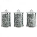Komplet 3 sztuki pojemników z kryształkami VENTOSA 10X10X17X3 zielone + srebrne