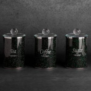 Komplet 3 sztuki pojemników z kryształkami VENTOSA 10X10X17X3 zielone + czarne