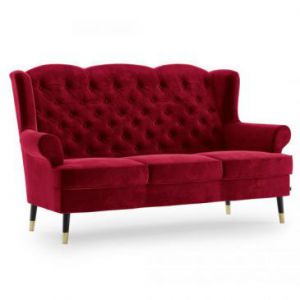 HOMEDE Sofa tapicerowana welurowa DOLO 103x94x187 bordowa