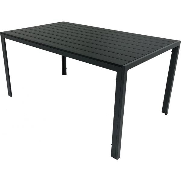 Stół ogrodowy metal prostokąt ALLEN 150x90x74 cm szara / czarny grafit