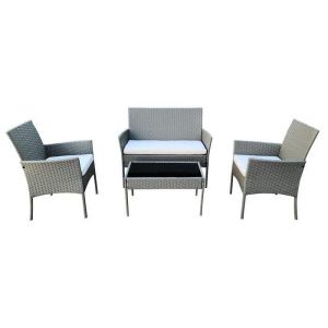 Zestaw mebli ogrodowych technorattan 2x fotel sofa stół RENO szary 4os.